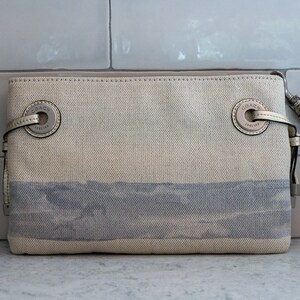 Coach Audrey Seahorse Canvas Wristlet Large Natural, Silver Like New, Excellent Condition image 2