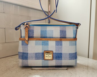 Dooney & Bourke - Blue Checked Gingham Crossbody Bag - Spring Handbag - Clean, Very Good Vintage Condition