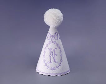 Czapeczka urodzinowa z monogramem, czapeczka urodzinowa dla dziecka, czapeczka urodzinowa z materiału, czapeczka urodzinowa z pierwszego urodzinka, haftowana czapeczka imprezowa, zdjęcie z rozbijania tortu, roczne dziecko