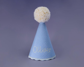 Birthday Hat Baby Name, Party Hat, Fabric Birthday Hat, First Birthday Hat, Embroidered Party Hat, Cake Smash Photo, Kids Birthday Hat