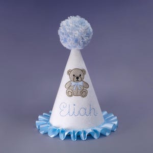 Cappello di compleanno Nome del bambino, Cappello da festa dell'orso, Cappello di compleanno in tessuto, Cappello del primo compleanno, Cappello da festa ricamato, Foto di torta smash, Bambino di un anno