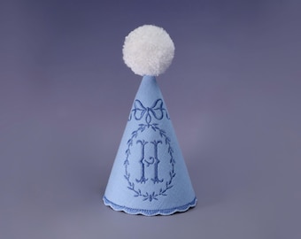 Czapeczka urodzinowa z monogramem, czapeczka urodzinowa dla dziecka, czapeczka urodzinowa z materiału, czapeczka urodzinowa z pierwszego urodzinka, haftowana czapeczka imprezowa, zdjęcie z rozbijania tortu, roczne dziecko