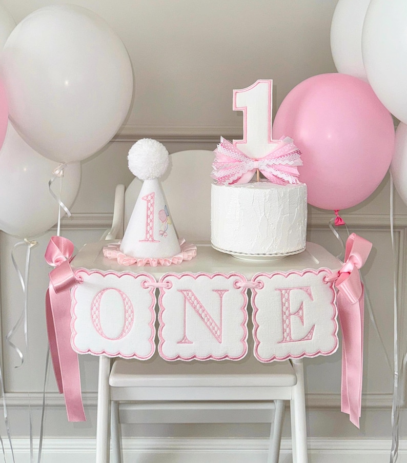 One Year Banner for High Chair Embroidered Highchair Banner One Magical ...