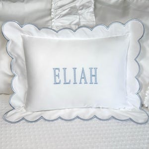 Embroidered Name Pillow, Embroidered Baby Pillow Personalized, Scallop Pillow Sham, Baby Decor Personalized, Monogram Nursery Pillow