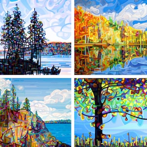 By the Water - carte d’impression d’art paysager ciel ciel lac été bleu