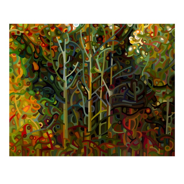 Verdigris - fine art reproduction print fall forest colours abstract landscape dark mysterious walk in the woods