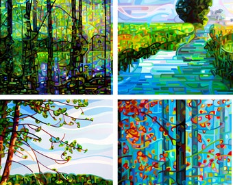 Spring in My Step - fine art print note card landscape green spring water wetlands forest blue lake