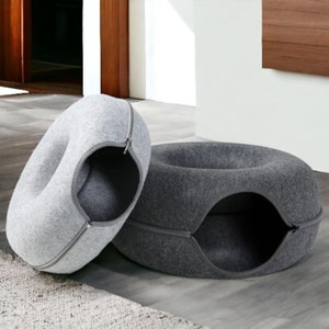 Donut-Katzenbett, Katzenhöhle, Haustierhütte, Haustierhaus, Welpenbett, Welpenkäfig, Tierspiel-Spielzeug, Kätzchenhaus, Kätzchenhaus