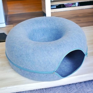 Tunnelbett für Katzen, Donut-Bett, Blaue Katzenhöhle, Zwinger, Haustierhaus, Welpen-Mehrfachhaus, Welpenkäfig, Tierspielzeug, Kätzchenhaus, Kätzchenheim