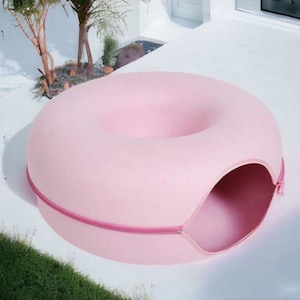 Tunnelbett für Katzen, Donut-Bett, Rosa Katzenhöhle, Zwinger, Haustierhaus, Welpe Mehrfachheim, Welpenkäfig, Tierspielzeug, Kätzchenhaus, Kätzchenheim