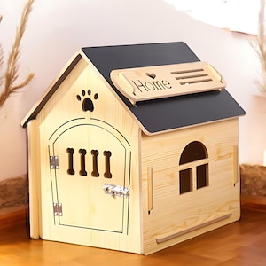 Wood Pet Crate, Wooden Dog Kennel, Bedside Shelter, Pet Cage, Modern Dog House, Kitten Cave, Cozy Cat Bed, Wood Cat Furniture, Puppy Crate