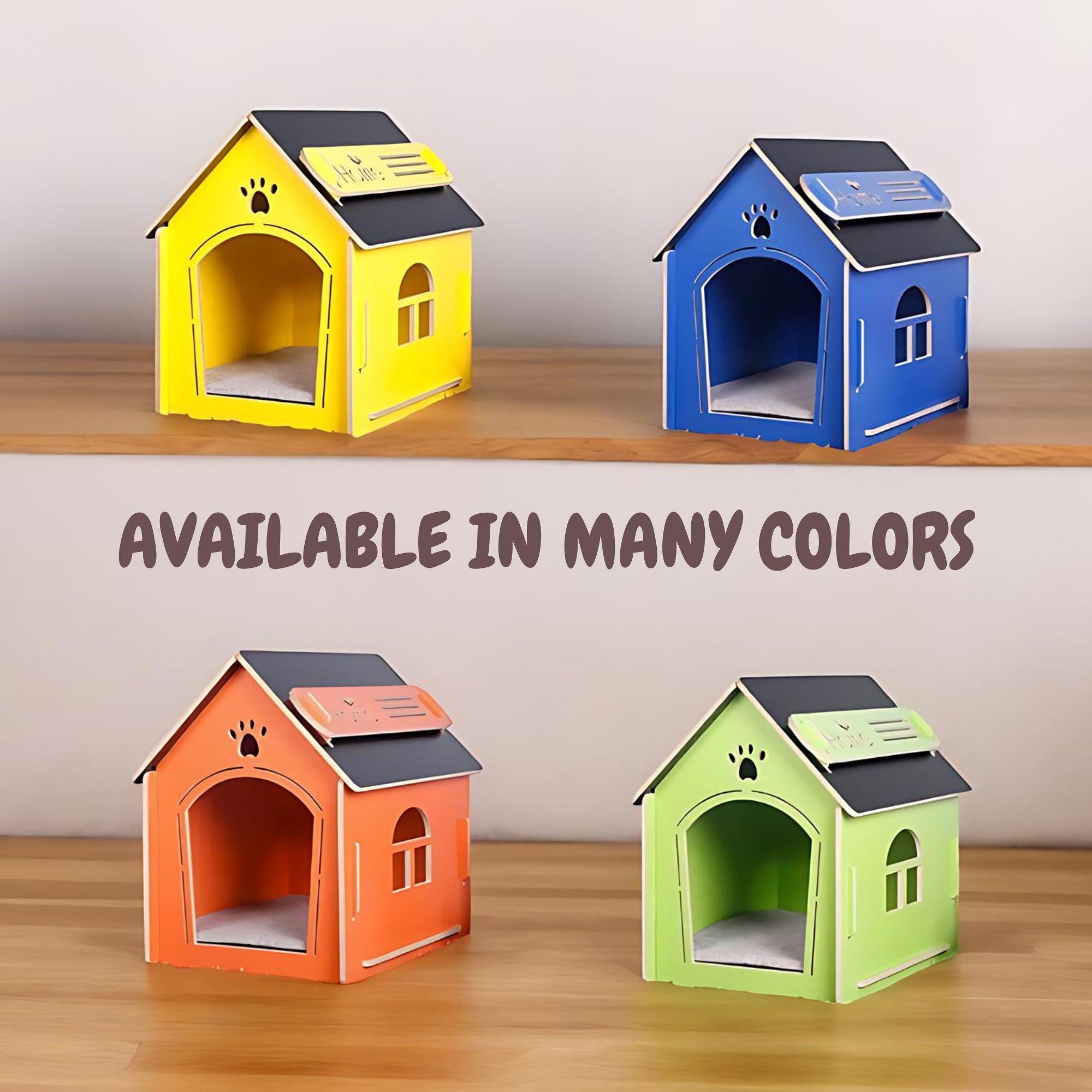Image showcasing Wood Pet Crate, Wooden Dog Kennel, Bedside Shelter, Pet Cage, Modern ...