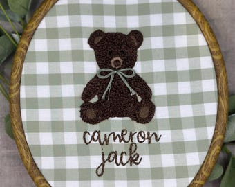 Baby Name Embroidery Hoop / Hand Embroidery / Custom Baby Gift / Birth Announcement / Baby Shower Gift / Gender Reveal / Nursery Decor