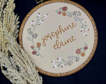 Baby Name Embroidery Hoop / Hand Embroidery / Custom Baby Gift / Birth Announcement / Baby Shower Gift / Gender Reveal / Nursery Decor