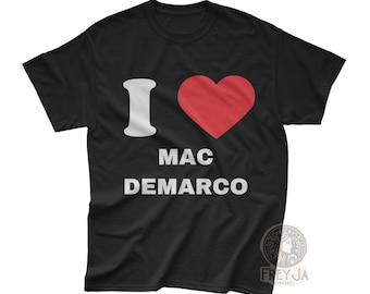 Camiseta exclusiva de Mac Demarco - Camiseta I Love Mac Demarco - Regalo de ropa de música independiente - Mercancía de póster musical impreso