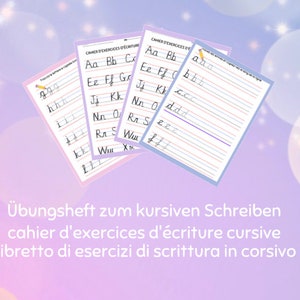 Übungsheft für Schreibschrift - Cursive writing exercise book - Libretto di esercizi di scrittura in corsivo