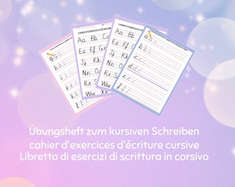 Übungsheft für Schreibschrift - Quaderno di scrittura corsiva - Libretto di esercizi di scrittura in corsivo