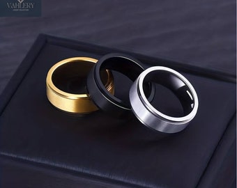 Bague Fidget Spinner personnalisée | Anneau rotatif pour le soulagement de l'anxiété et du stress | Streetwear minimaliste unisexe | Pour hommes et femmes