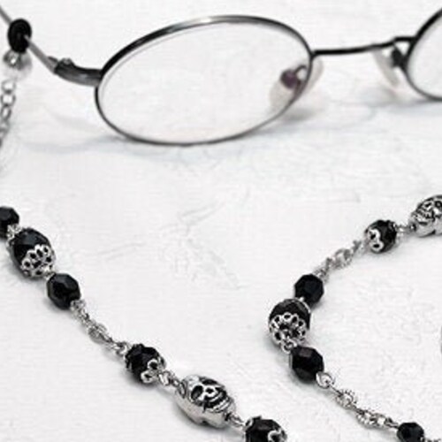 Gothic Punk Black Silver SKULL EYEGLASS CHAIN Reading Glasses Etsy