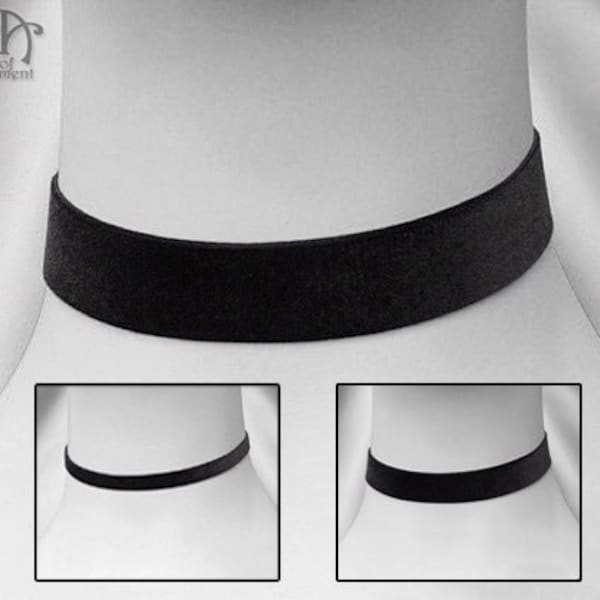 Victorian Gothic BLACK VELVET CHOKER Steampunk Plain Necklace 10mm 16mm 22mm Custom