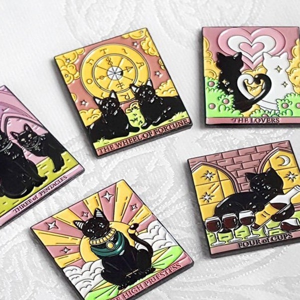 Gothic Black Cat TAROT FRIDGE MAGNETS Set Mini Cards 30mm Magic Occult For Refrigerator