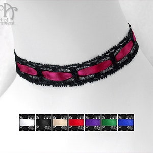 Victorian Gothic BLACK LACE CHOKER Pick Satin Ribbon Color 20mm Custom Made