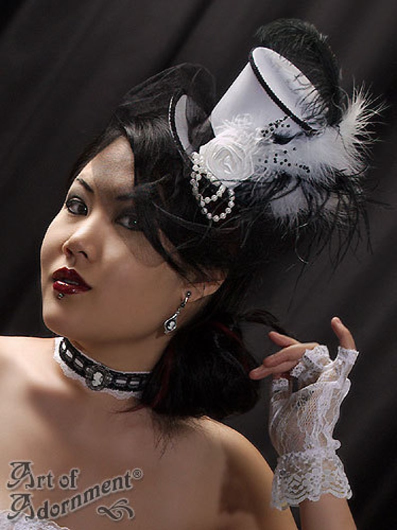 Gothic Black White LACE CAMEO CHOKER Necklace Victorian Style Antique Silver C09
