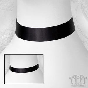 Plain BLACK SATIN CHOKER Ribbon Necklace Steampunk Victorian Gothic 16mm 25mm Custom Size