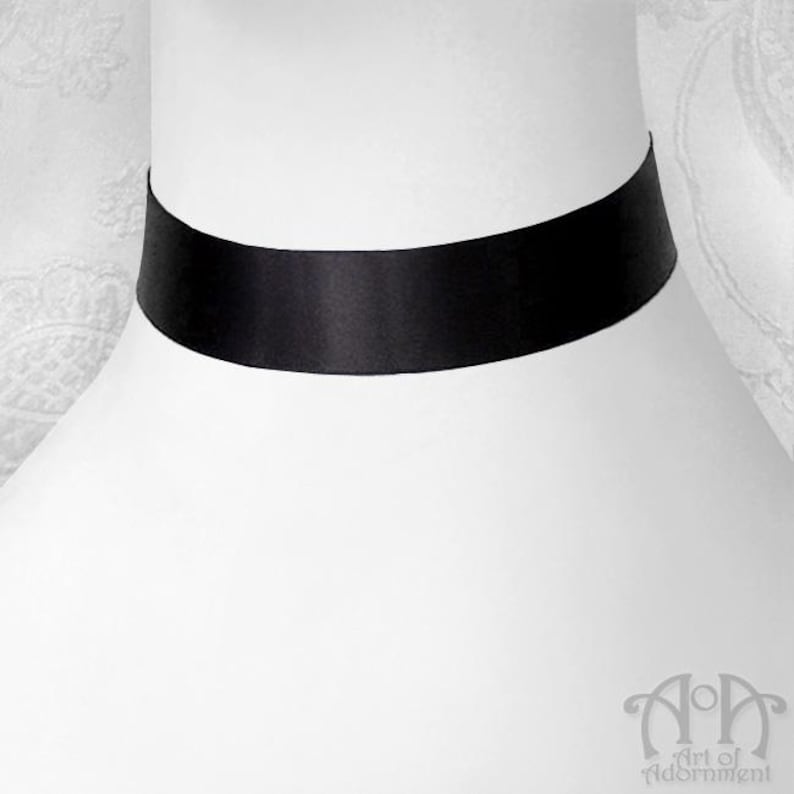 Plain BLACK SATIN CHOKER Ribbon Necklace Steampunk Victorian Gothic ...