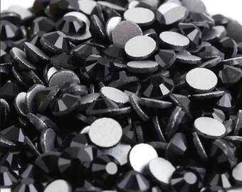 Jet Black Crystal FLAT BACK RHINESTONES ss8 2.4mm Round Nail Art Non Hotfix 700pcs