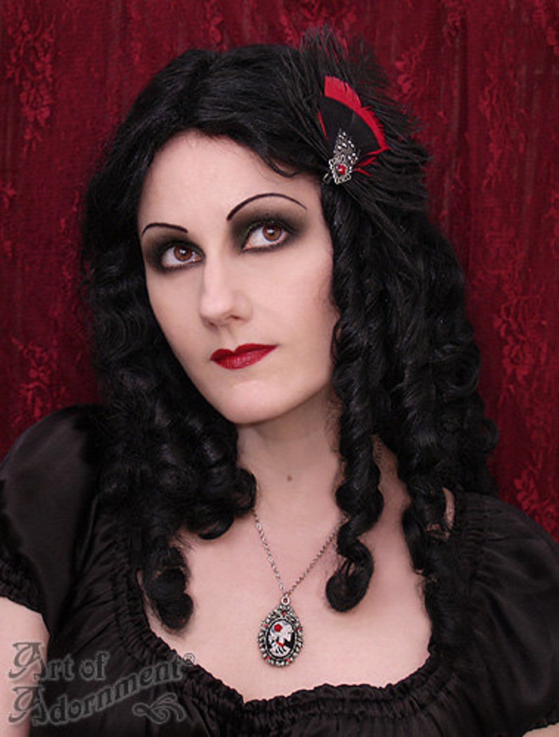 Gothic Lolita LADY SKELETON CAMEO Skull Pendant Necklace Black - Etsy