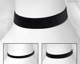 Plain BLACK VELVET CHOKER Ribbon Necklace 10mm 16mm 20mm Custom Size Victorian Gothic Steampunk