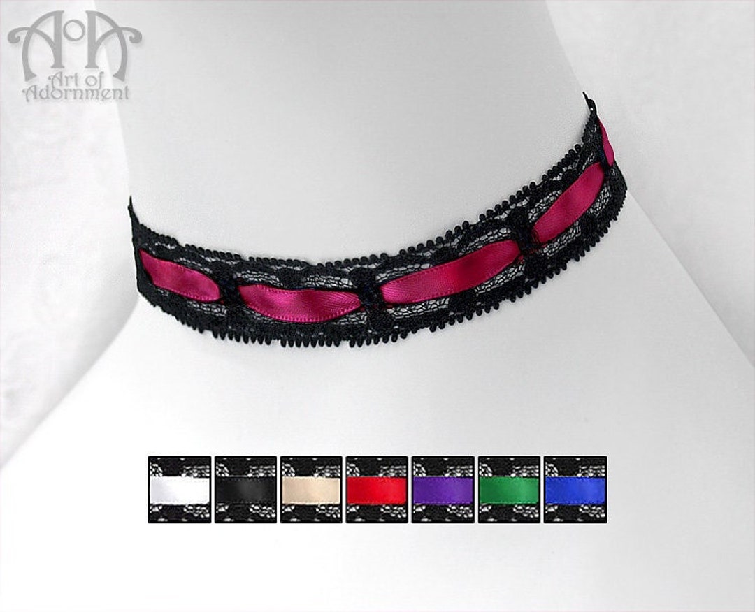 Plain BLACK LACE CHOKER Necklace Satin Ribbon Victorian Gothic ...