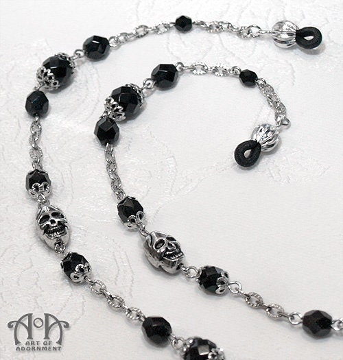 Gothic Punk Black Silver SKULL EYEGLASS CHAIN Reading Glasses Etsy