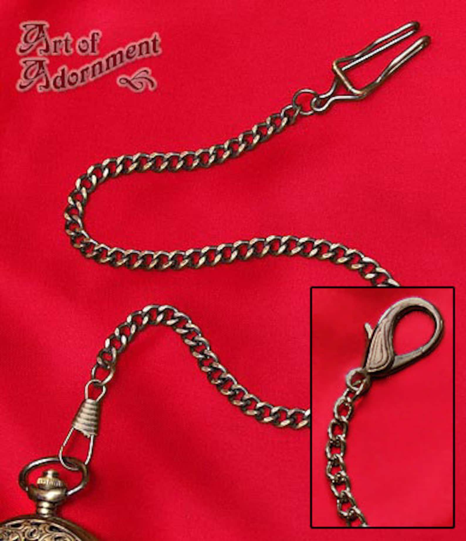 Antique Brass POCKET WATCH CHAIN Belt Hook Clip Steampunk Etsy Australia