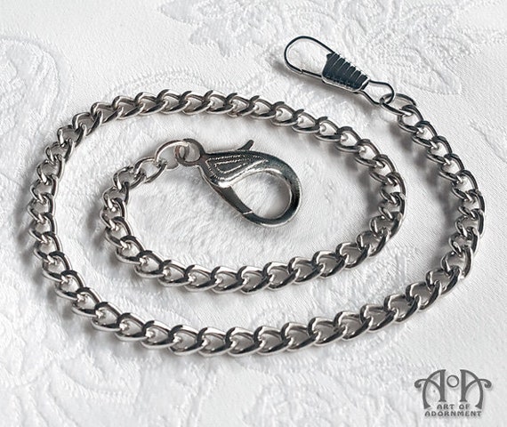 Antique Silver POCKET WATCH CHAIN Belt Hook Clip Victorian