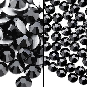 Jet Black Crystal FLAT BACKED RHINESTONES ss8 ss30 Glass Round Non-Hotfix Flatbacks  2.5mm 6.5mm