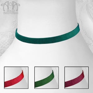 Plain VELVET CHOKER NECKLACE Red Green Ribbon 3/8&quot; 10mm Victorian Gothic Custom Size