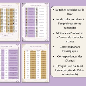 Folhas de dicas de tarô francês, folhas para iniciantes imprimíveis, palavras-chave de tarô, folhas de dicas de tarô de astrologia, folhas de tarô divinatórias