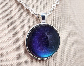 Purple Green Nail Polish Pendant Necklace, Holographic Glitter Jewelry, Gift Idea