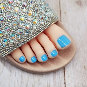 Press on Toenails, Sky Blue, Full Cover, False Nail Set