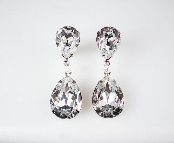 Crystal Rhinestone Earrings Wedding Jewelry Bridesmaid | Etsy