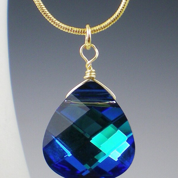 Peacock Crystal Necklace Blue Green Aqua Wedding Jewelry Bridesmaid Swarovski Aqua Green Sphinx