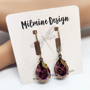 Lavender Pink Rhinestone Drop Earrings, Gift for Her, Crystal Rhinestone Jewelry, Teardrop Earrings image 7