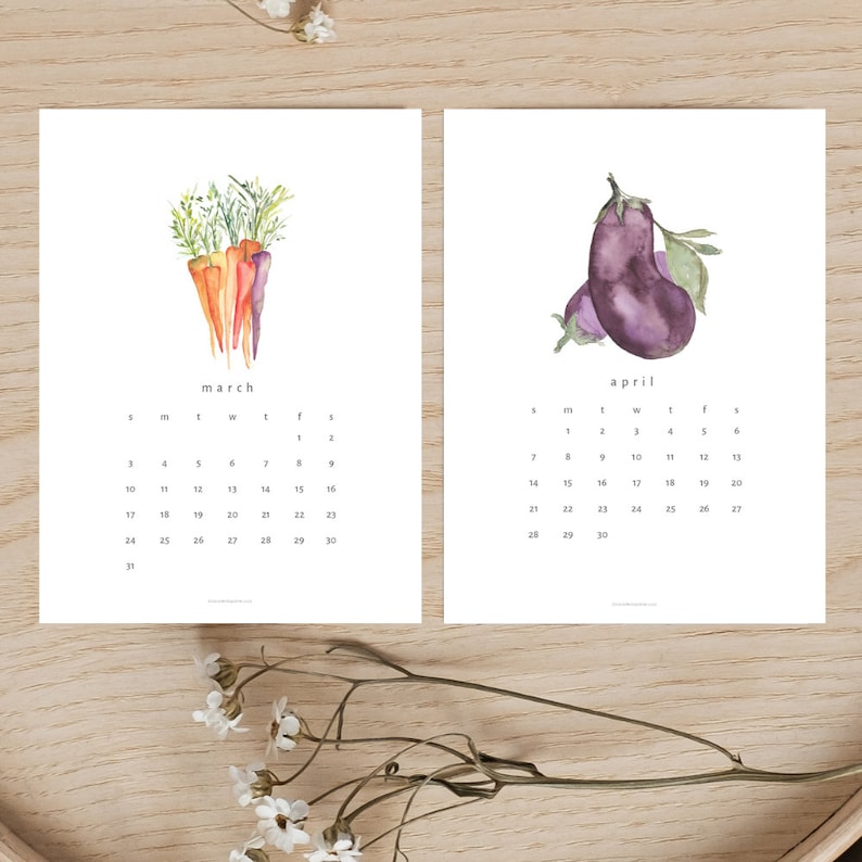 2024 Garden Vegetable Watercolor Calendar image 3