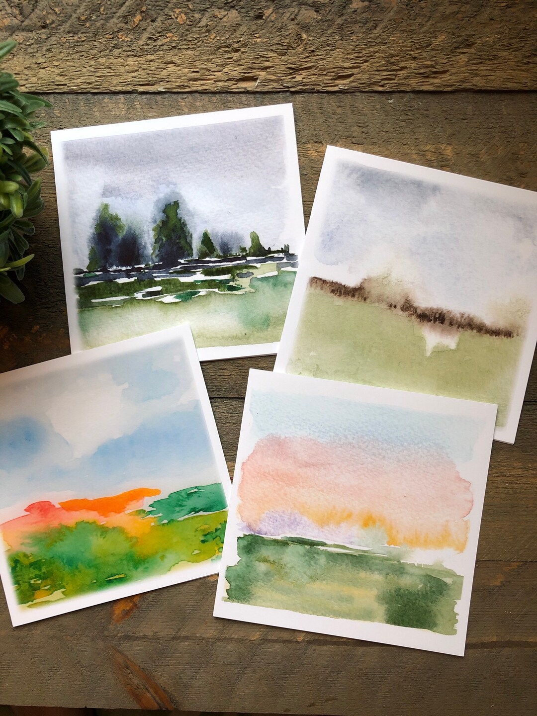 Abstract Landscape II Notecards | Watercolor Cards | Art Cards | Set of ...
