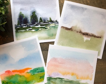 Abstract Landscape II Notecards | Watercolor Cards | Art Cards | Set of Four