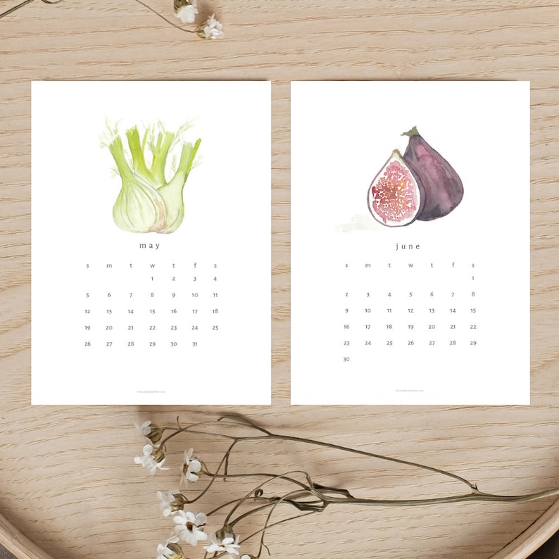 2024 Garden Vegetable Watercolor Calendar image 4