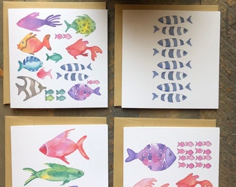 Fish in the Sea Notecards | Watercolor Cards | Art Cards | Nature Cards Set of Four