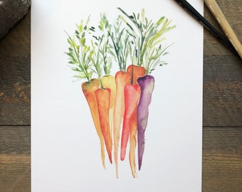 Carrots Print | Watercolor Vegetable Print | Kitchen Art Print | Food Art